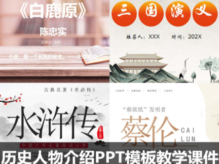 历史人物介绍PPT模板近现代中外名人名著古代